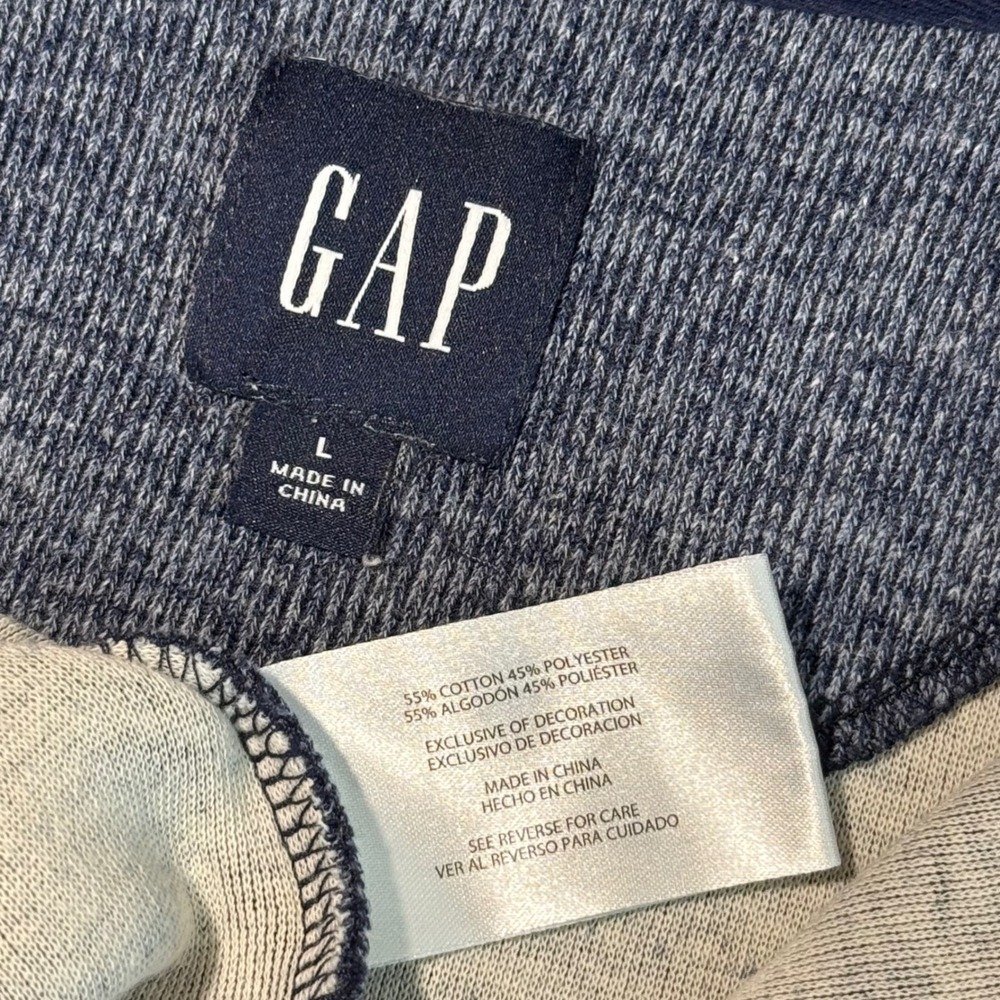 GAP Mens Quarter Zip Pullover Large Blue Marled Knit Mock Neck Casual Classic - Picture 4 of 7